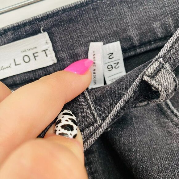 LOFT Size 26 Black Modern Skinny Mid Rise Stretch Jeans - Picture 6 of 7